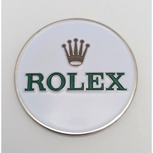 486 - A Large Rolex Branded Token. Green and White Sides. 37mm diameter. Perfect for a coin flip/