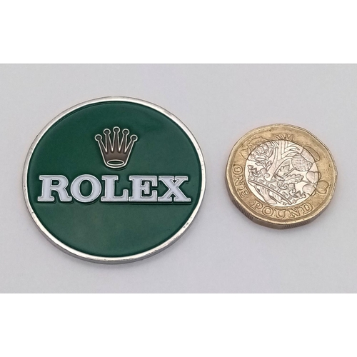 486 - A Large Rolex Branded Token. Green and White Sides. 37mm diameter. Perfect for a coin flip/