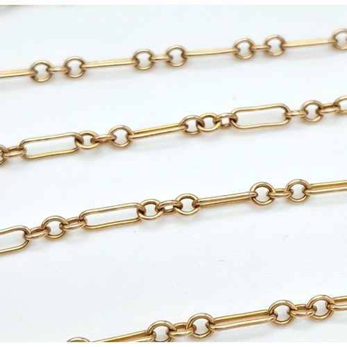 65 - A 9K Yellow Gold Elongated Link Necklace. 60cm. 4.4g