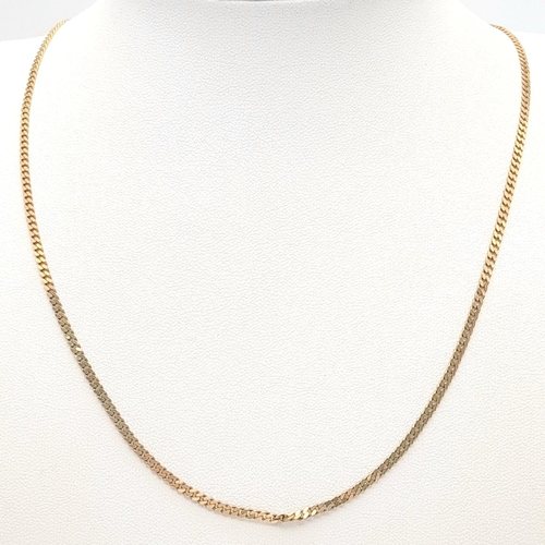 72 - A 9K Yellow Gold Petit Curb Link Chain. Small kink so a/f. 46cm. 4.81g