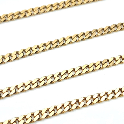 72 - A 9K Yellow Gold Petit Curb Link Chain. Small kink so a/f. 46cm. 4.81g