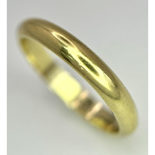 164 - An (835) 20K Yellow Gold Band Ring. 3mm width. Size S. 3.1g.