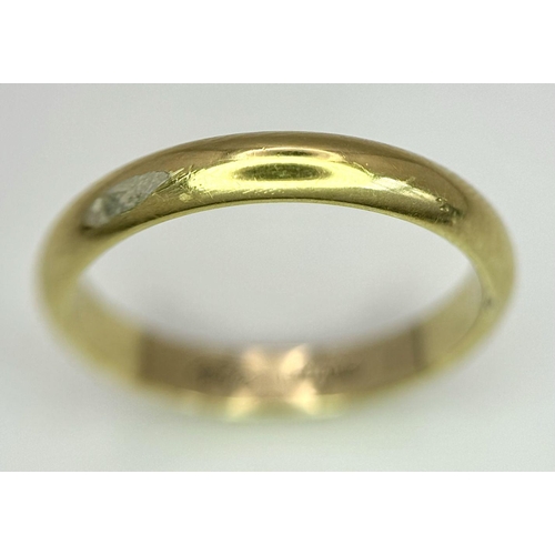 164 - An (835) 20K Yellow Gold Band Ring. 3mm width. Size S. 3.1g.