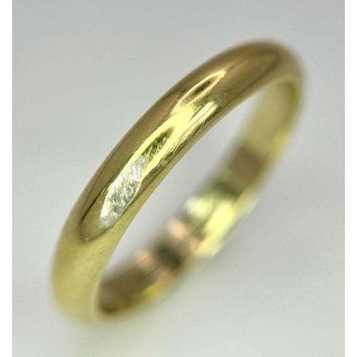 164 - An (835) 20K Yellow Gold Band Ring. 3mm width. Size S. 3.1g.