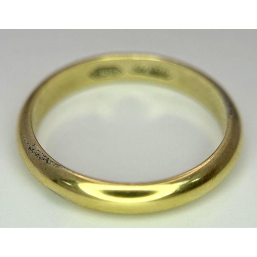 164 - An (835) 20K Yellow Gold Band Ring. 3mm width. Size S. 3.1g.