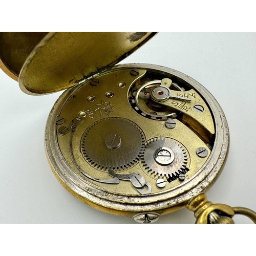 166 - 3rd Reich Patriotic Junghans Pocket Watch. A beautiful Gold Plated 1930’s Model pocket watch (workin... 