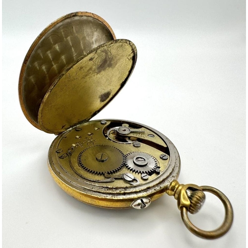 166 - 3rd Reich Patriotic Junghans Pocket Watch. A beautiful Gold Plated 1930’s Model pocket watch (workin... 