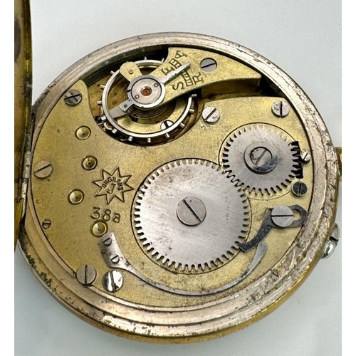 166 - 3rd Reich Patriotic Junghans Pocket Watch. A beautiful Gold Plated 1930’s Model pocket watch (workin... 