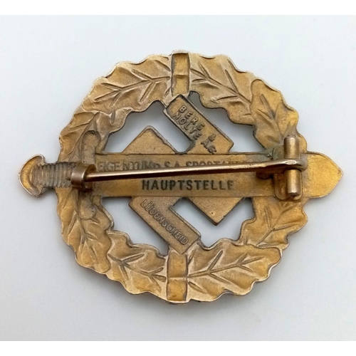 327 - 3rd Reich Gold Grade S.A Sports Badge. Maker: Berg & Nolte.