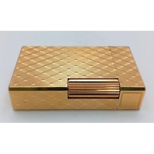 331 - A Vintage Dupont de Paris Gold Plated Flip Top Lighter. Beautiful geometric tooled decoration. Comes... 