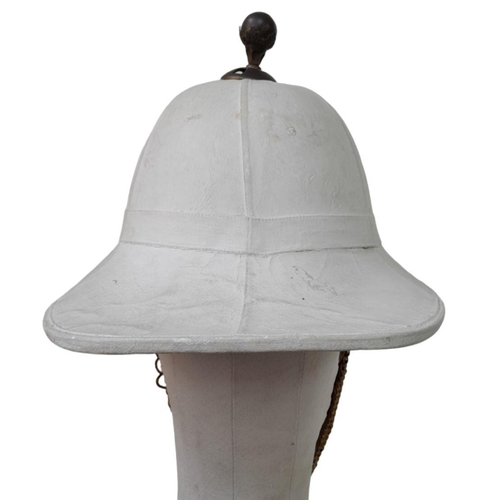 356 - 1960 Dated Royal Marines Band Pith Helmet. Complete with liner, badge, chin strap and top pommel. Ve... 