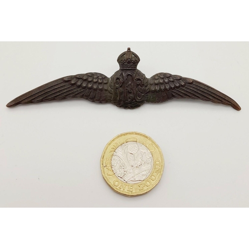 418 - WW1 British Royal Flying Corps Officers Bronze Pilots Wings.