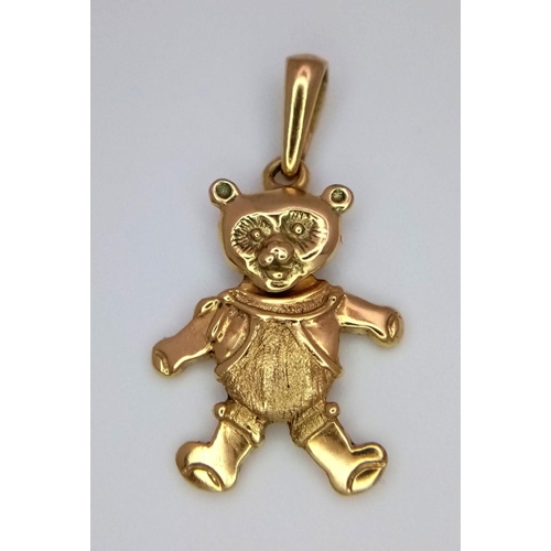 457 - An Italian 9K Yellow Gold Bear Pendant/Charm. 2.3g. 3cm.