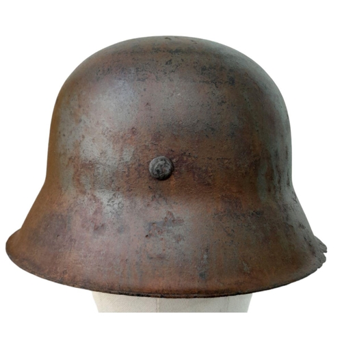 48 - WW2 German Luftwaffe Single Decal M42 Helmet with liner. A Normandy cellar find.