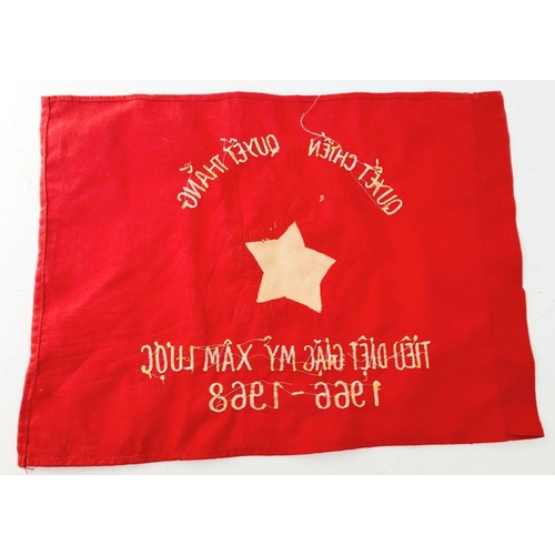 503 - Vietnam War Era NVA Victory Banner 30 x 22 cm (Chose To Fight, Fight To Win-Destroying the American ... 