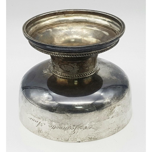 566 - An Antique Sterling Silver Bowl in Chalice Form. Hallmarks for Sheffield 1923. 14cm diameter at rim.... 