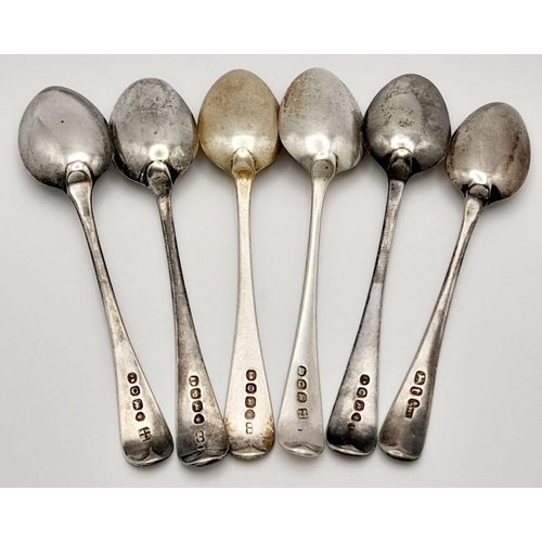 573 - A Set of Six Antique Georgian Tea Spoons. London hallmarks. 
99g total weight.