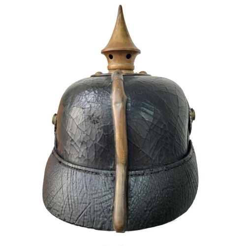 62 - WW1 1895 Model Imperial German Pickelhaube with chinstrap and cockades. Unit marked to the 70th (Rhe... 