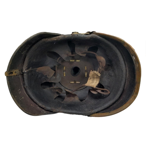 62 - WW1 1895 Model Imperial German Pickelhaube with chinstrap and cockades. Unit marked to the 70th (Rhe... 