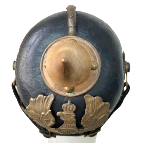 62 - WW1 1895 Model Imperial German Pickelhaube with chinstrap and cockades. Unit marked to the 70th (Rhe... 