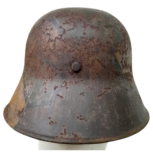 69 - WW1 Imperial German M17 Jigsaw pattern camouflage Stahlhelm with liner.