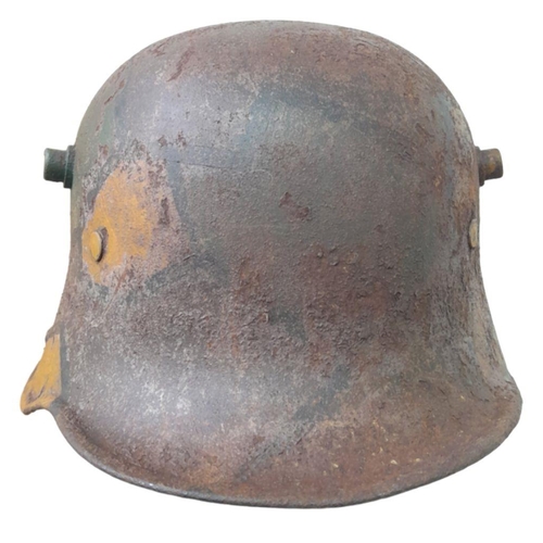 69 - WW1 Imperial German M17 Jigsaw pattern camouflage Stahlhelm with liner.