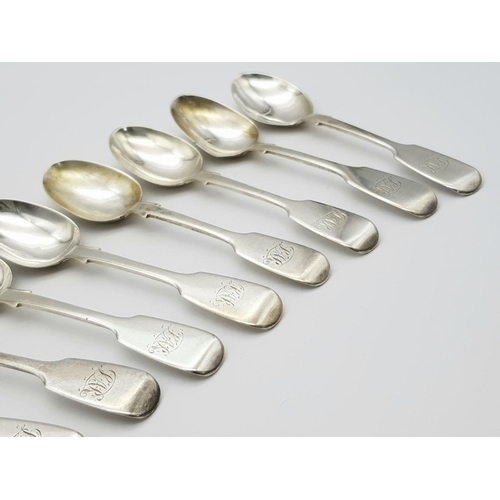 75 - A Collection of Nine Antique Victorian Tea Spoons. Hallmarks for London 1881. 201g total weight