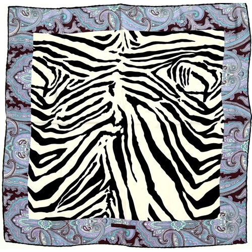 597 - A D&G Zebra and Paisley Print Scarf. Approximately 66cm x 66cm. One small stain but good condition o... 