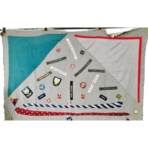 103 - Circa 1950’s British Army Blanket full of WW2 and post War military patches, inc some rare WW2 Itali... 