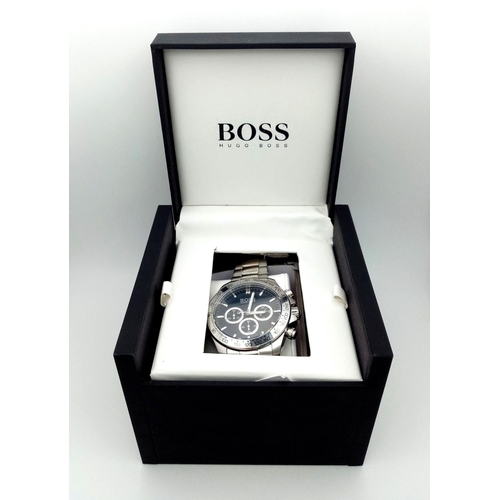 373 - A Designer Boss Chronograph Quartz Gents Watch. Stainless steel bracelet and case - 44mm. Black dial... 