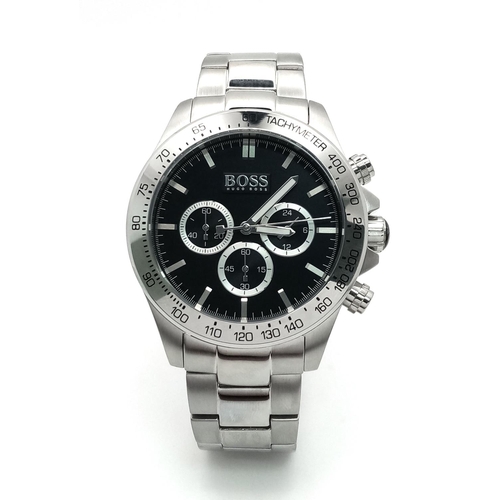 373 - A Designer Boss Chronograph Quartz Gents Watch. Stainless steel bracelet and case - 44mm. Black dial... 