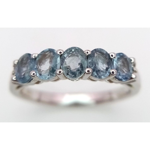 627 - A Limited Edition, Blue Sapphire and White Zircon Ring. Size T. Set with 1.62 Carats of Sapphires an... 