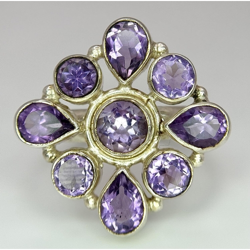 654 - A Limited-Edition Amethyst Ring. Size S. 1 of 101 pieces made worldwide. Set with 5.86 carats of Bra... 