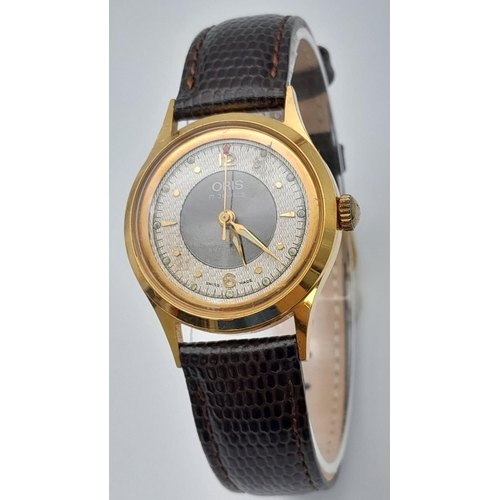 466 - A Gold Tone Oris Manual Wind 17 Jewel Watch Model 7305. Good Working Order. 30mm Case. Swiss Made An... 