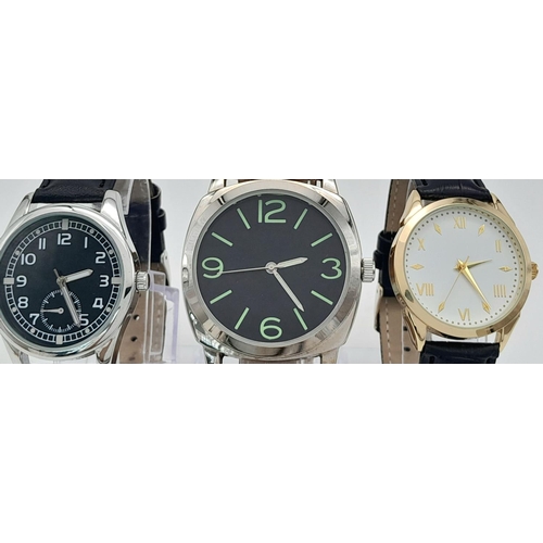 606 - A Parcel of Three Leather Strapped Military Design Watches, Comprising: 1) An Italian Design Divers ... 