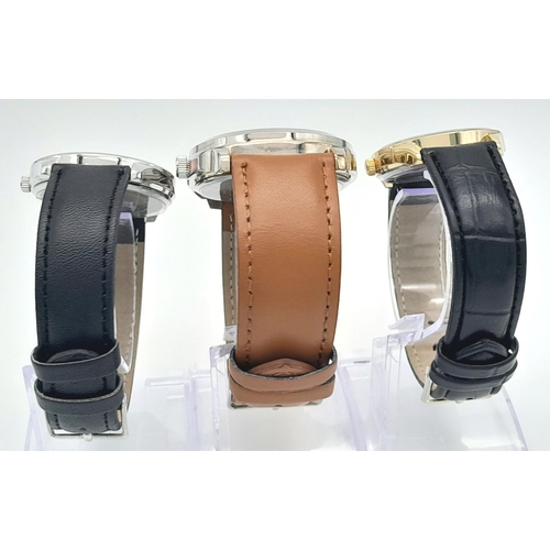 606 - A Parcel of Three Leather Strapped Military Design Watches, Comprising: 1) An Italian Design Divers ... 