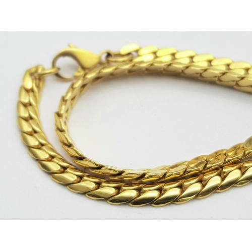 1 - A 22K GOLD CURB LINK NECK CHAIN AS NEW CONDITION.    34.7gms   48cms