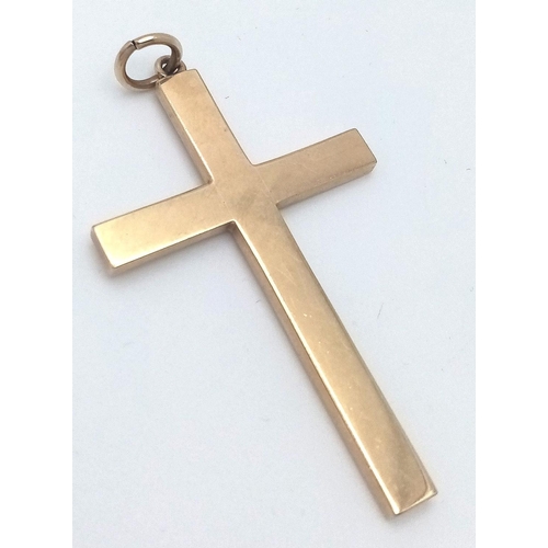 112 - Classic 9 carat GOLD CROSS.Large size nice and chunky with full hallmark to side. 11 grams. 6 x 3.2 ... 