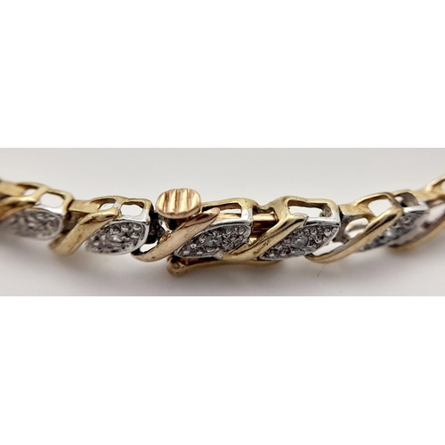 116 - A 9K YELLOW GOLD DIAMOND SET BRACELET 6.9G, 20CM LENGTH.

ref: SC 2017