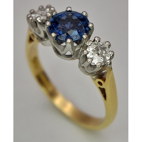 161 - An impressive high quality SAPPHIRE and DIAMOND 18 CARAT GOLD RING. Fully hallmarked with an 0.75 ca... 