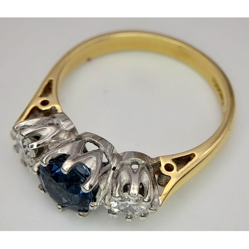 161 - An impressive high quality SAPPHIRE and DIAMOND 18 CARAT GOLD RING. Fully hallmarked with an 0.75 ca... 