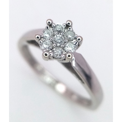 179 - A 18K WHITE GOLD DIAMOND CLUSTER RING 2.6G SIZE N.

ref: SC 2047