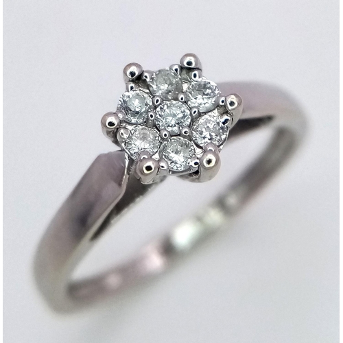 179 - A 18K WHITE GOLD DIAMOND CLUSTER RING 2.6G SIZE N.

ref: SC 2047