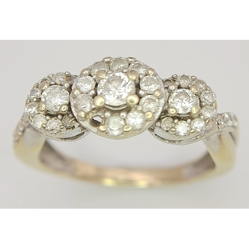 189 - 18 carat  YELLOW and WHITE GOLD DIAMOND RING. Having DIAMONDS set to top in Chanel style mount. Full... 