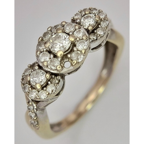 189 - 18 carat  YELLOW and WHITE GOLD DIAMOND RING. Having DIAMONDS set to top in Chanel style mount. Full... 