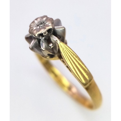 222 - A 18K Yellow Gold Diamond Ring, 0.01ct diamond, 2.6g total weight, size L 1/2.

ref 1555I