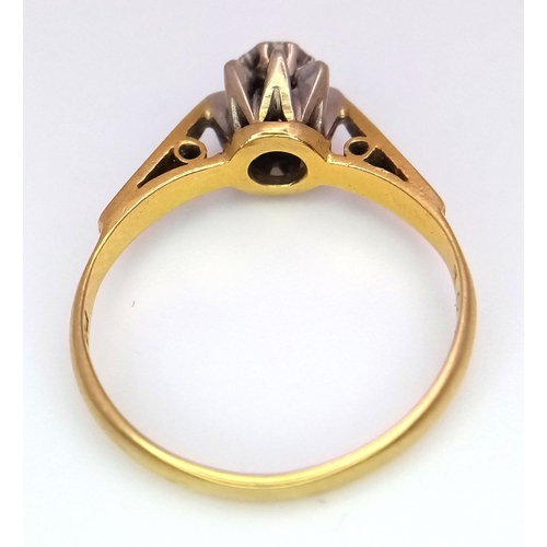 222 - A 18K Yellow Gold Diamond Ring, 0.01ct diamond, 2.6g total weight, size L 1/2.

ref 1555I