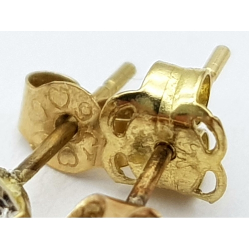 287 - 2 pairs of attractive GEM SET 9 CARAT GOLD STUD EARRINGS. Complete with 9 carat Gold Backs. Please s... 