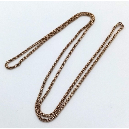 309 - A VINTAGE 9K ROSE GOLD TWIST LINK NECK CHAIN .  5.0gms   66cms