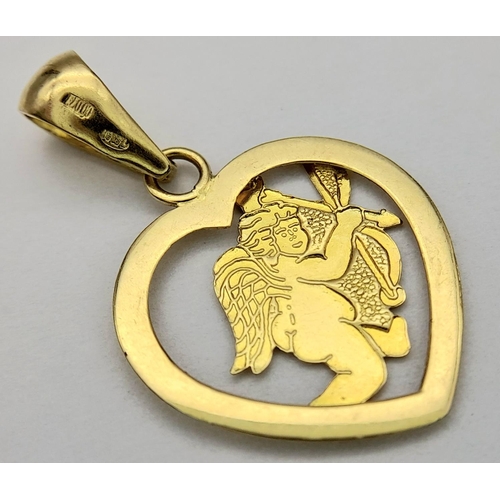 348 - A 18K Yellow Gold Cherub Pendant, 1.3g total weight , 26mm x 16mm.

ref 1564I